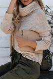 Fashion Street Solid Patchwork Turtleneck Tops
