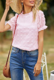 Fashion Street Solid Patchwork O Neck Tops