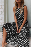 Fashion Street Polka Dot Patchwork O Neck A Line Dresses