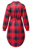 Sweet Elegant Plaid Striped Printing Shirt Collar Outerwear