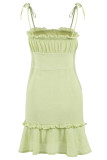 Fashion Casual Solid Patchwork Spaghetti Strap A Line Dresses