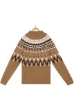 Street Plaid Striped Printing Turtleneck Tops