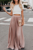 Fashion Solid Fold Loose High Waist Type A Solid Color Bottoms