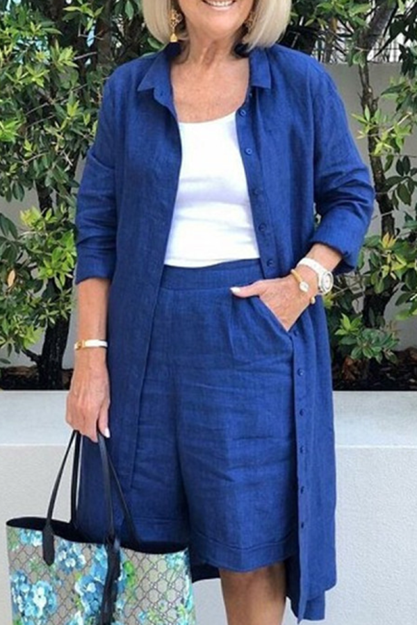 Casual Solid Patchwork Turndown Collar Tops