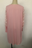 Casual Solid Patchwork Mesh Straight Dresses