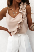 Fashion Street Solid Patchwork V Neck Tops