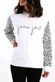 Fall/winter contrast color leopard print crew neck pullover sweater