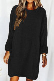 Fashion Casual Solid Patchwork O Neck Straight Dresses