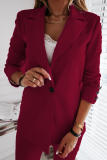 Elegant Solid Patchwork Buttons Turn-back Collar Outerwear