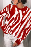Street Striped Patchwork Contrast O Neck Tops