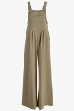 Casual Solid Patchwork Square Collar Loose Jumpsuits