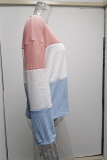 Fashion Casual Patchwork Contrast O Neck Tops