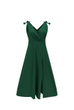 Casual Solid Bandage V Neck Cake Skirt Dresses