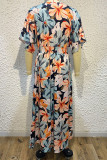 Casual Print Patchwork V Neck Straight Dresses