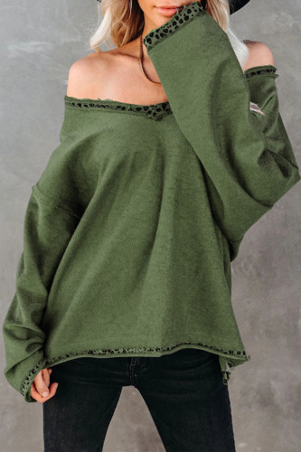 Fashion Street Solid Patchwork V Neck T-Shirts