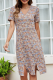 Elegant Floral Patchwork Slit V Neck A Line Dresses