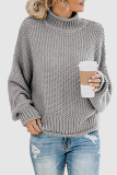 Casual Solid Patchwork Turtleneck Tops