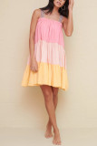Spring and Summer Contrast Ice Cream Color Sling Tea Skirt Dress