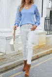 Casual Solid Hollowed Out Patchwork V Neck Sweaters