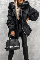 Street Punk Color Block Patchwork Mandarin Collar Outerwear