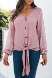Fashion Elegant Solid Patchwork V Neck Tops