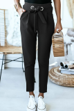 Casual Solid Patchwork Strap Design Pencil Solid Color Bottoms
