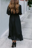 Casual Print Patchwork V Neck Cake Skirt Dresses