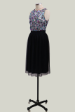Sexy Patchwork Lace Sequins O Neck Mesh Dress Dresses