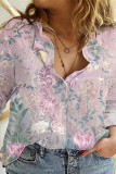 Fashion Casual Print Basic Turndown Collar Tops