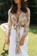 Casual Elegant Floral Knotted V Neck Tops