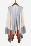 Plus Size Fashion Color Block Patchwork O Neck Outerwear