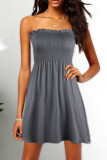 Fashion Casual Solid Patchwork Strapless Princess Dresses