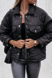 Casual Patchwork Pocket Buckle Turndown Collar Outerwear
