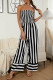 Fashion Casual Striped Patchwork Strapless Loose Jumpsuits