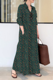 Casual Print Patchwork Turndown Collar A Line Dresses