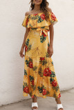 Fashion Street Print Patchwork Off the Shoulder A Line Dresses