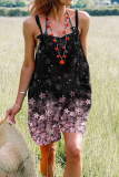 Fashion Print Patchwork Straight Rompers