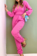 Casual Solid Patchwork Fold V Neck Long Sleeve Two Pieces