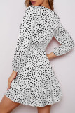 Fashion Street Print Patchwork V Neck Princess Dresses