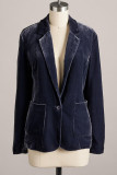Street Solid Color Turndown Collar Outerwear