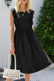 Fashion Casual Solid Patchwork O Neck A Line Dresses