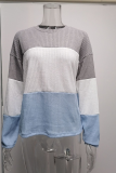 Fashion Casual Patchwork Contrast O Neck Tops