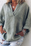 Casual Solid Patchwork Turndown Collar Tops