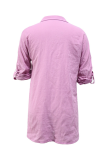Casual Solid Patchwork Turndown Collar Tops
