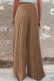 Fashion Solid Fold Loose Mid Waist Wide Leg Solid Color Bottoms