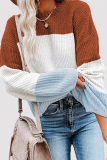 Fashion Casual Patchwork Contrast O Neck Tops