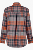 Casual Plaid Patchwork Turndown Collar Tops