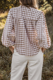 Casual Plaid Patchwork Tie-dye O Neck Tops