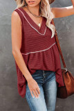 Casual Solid Patchwork V Neck Tops