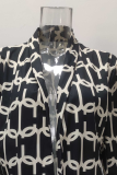 Fashion Casual Print Patchwork Turndown Collar Outerwear